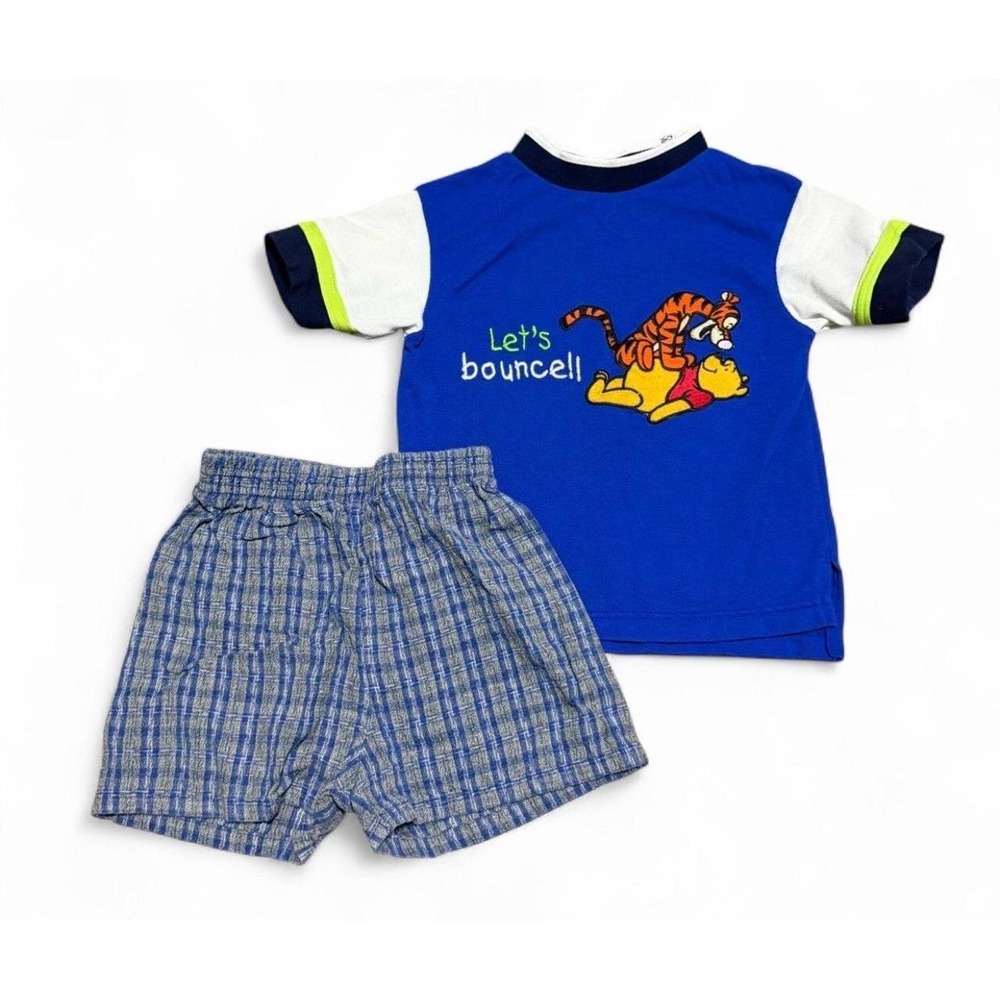Vintage Disney Winnie the Pooh Tigger Boys 4T Outfit Shirt Shorts Set Bounce